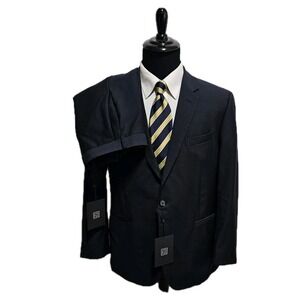 NWT The Blk Tux Tollegno 1900 Suit Mens 44R Pants 36x26 100% Wool Midnight Blue